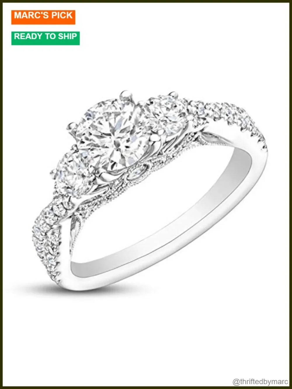 1.5 Carat Moissanite Engagement Ring Platinum Plated Silver